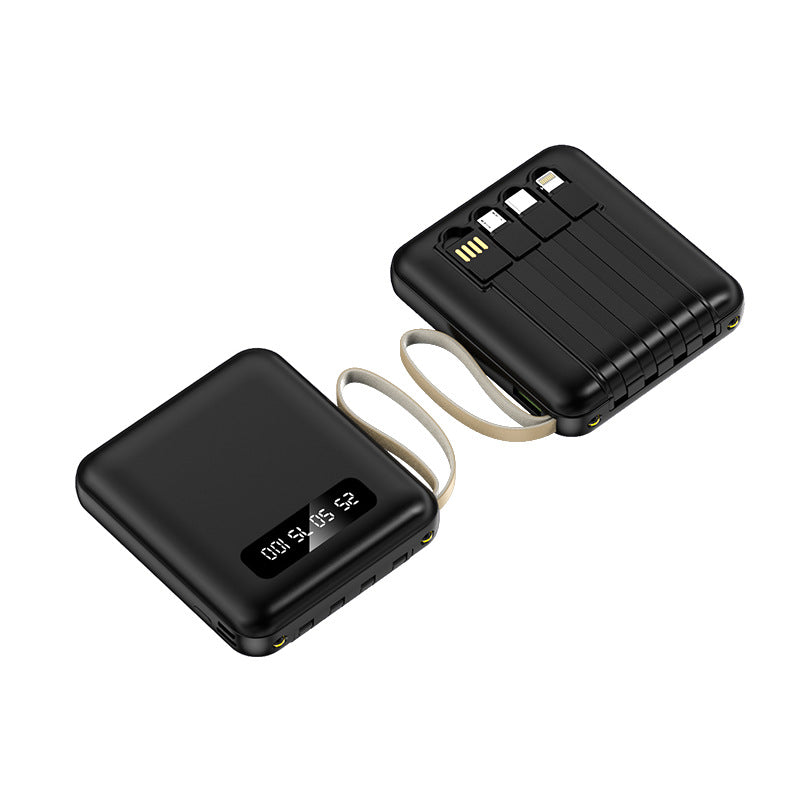 Portable Power Bank with Built-in Cables PD 2.0 Fast Charging High Capacity Lithium Polymer Battery for Smartphones and Tablets