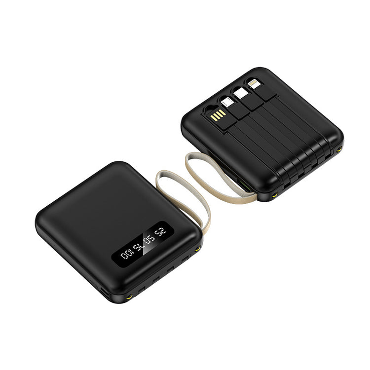 Portable Power Bank with Built-in Cables PD 2.0 Fast Charging High Capacity Lithium Polymer Battery for Smartphones and Tablets