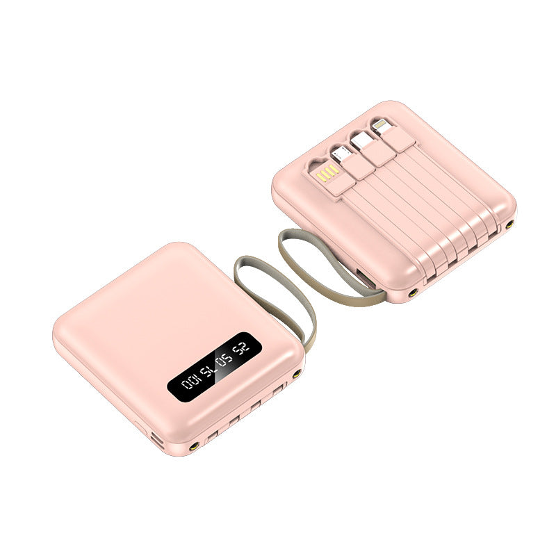 Portable Power Bank with Built-in Cables PD 2.0 Fast Charging High Capacity Lithium Polymer Battery for Smartphones and Tablets